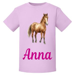 Horse Watercolour Any Name Childrens Printed T-Shirt