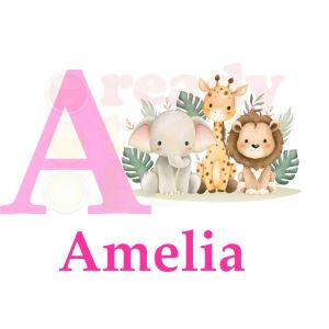 Any Initial and Name Safari Animals Design