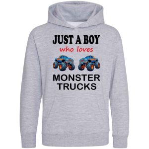 Just a Boy / Girl who loves MONSTER TRUCKS Childrens Hoodie