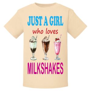 Just a Boy / Girl who loves MILKSHAKES Childrens Printed T-Shirt