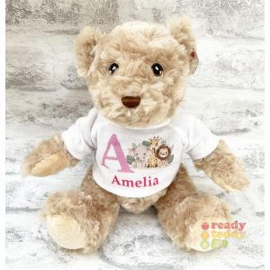 Any Initial and Name Safari Animals Teddy Bear