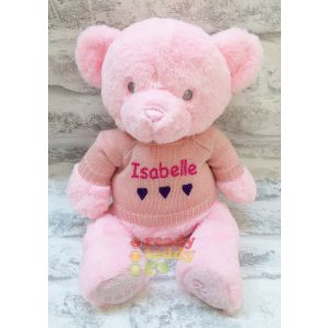 Baby Girl Pink Keel Toys Eco Teddy Bear with Knitted Jumper