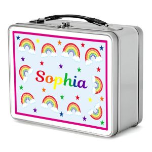Rainbows Any Name Metal Lunch Box Tin