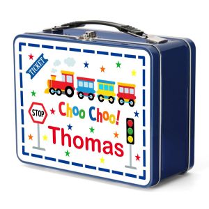 Trains Any Name Metal Lunch Box Tin