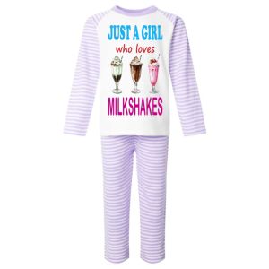 Just a Boy / Girl who loves MILKSHAKES Childrens Pyjamas