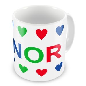 Boy Colours Hearts + Name Mug