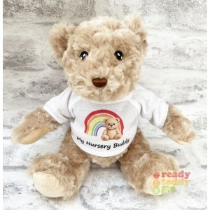 Personalised Teddy Bear & Rainbow Any Name / Text Nursery Preschool School Soft Toys