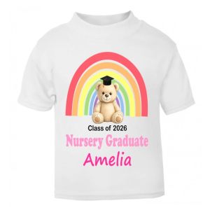 Nursery / Preschool Graduate Rainbow Any Name Childrens Printed T-Shirt