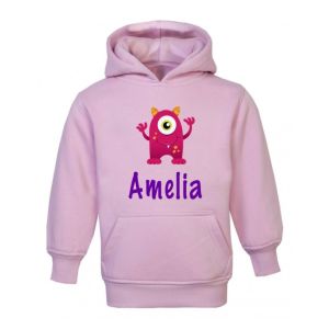 Pink Monster Any Name Childrens Hoodie