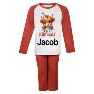 Happy Birthday Highland Cow Any Name Childrens Pyjamas