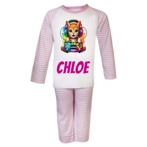 Gamer Cat Any Name Childrens Pyjamas