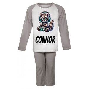Gamer Raccoon Any Name Childrens Pyjamas