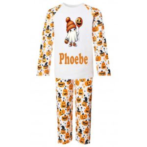 Halloween Cute Ghost Pumpkin Any Name Childrens Pyjamas