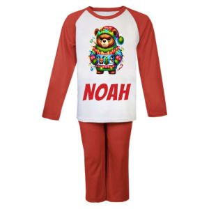 Christmas Grumpy Brown Bear Any Name Childrens Pyjamas
