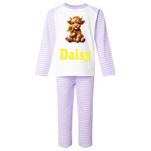 Highland Cow Sunflower Any Name Childrens Pyjamas