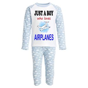 Just a Boy / Girl who loves AIRPLANES Childrens Pyjamas