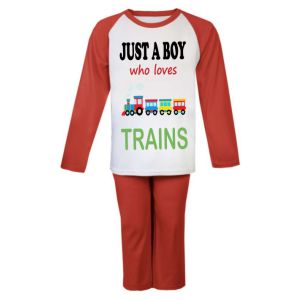 Just a Boy / Girl who loves TRAINS Childrens Pyjamas