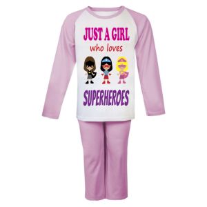 Just a Girl who loves SUPERHEROES Childrens Pyjamas