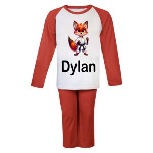 Karate Fox Any Name Childrens Pyjamas