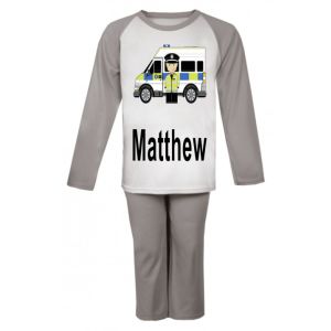 Policeman and Van Any Name Childrens Pyjamas