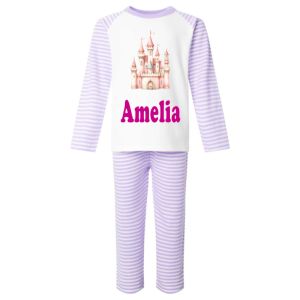 Pink Princess Castle Any Name Childrens Pyjamas