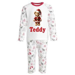 Christmas Santa Bear Any Name Childrens Pyjamas