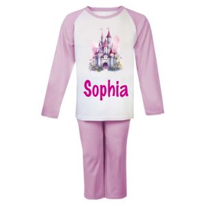 Watercolour Princess Castle Any Name Childrens Pyjamas