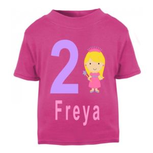 Princess Birthday Any Name & Number Childrens Printed T-Shirt