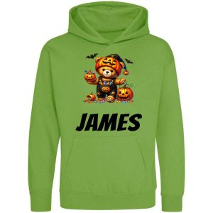 Halloween Pumpkin Bear Any Name Childrens Hoodie