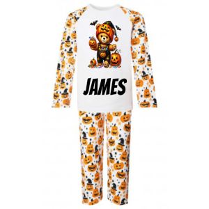 Halloween Pumpkin Bear Any Name Childrens Pyjamas