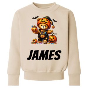 Halloween Pumpkin Bear Any Name Childrens Sweatshirt / Jumper