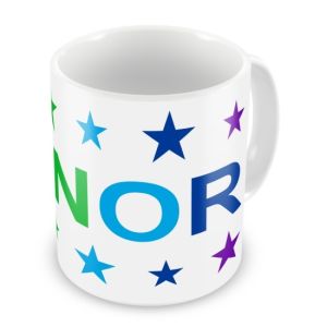 Rainbow Colours Stars + Name Mug