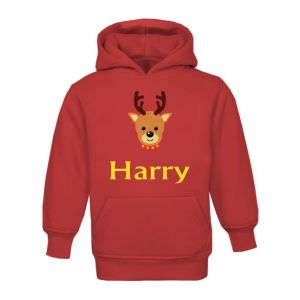 Christmas Reindeer Any Name Childrens Hoodie