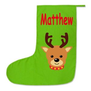 Reindeer Any Name Printed Christmas Stocking
