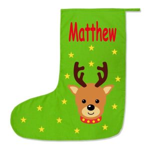 Reindeer Any Name Printed Christmas Stocking