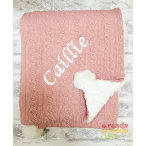 Any Name Rose Gold Cable Knit Wrap Baby Blanket
