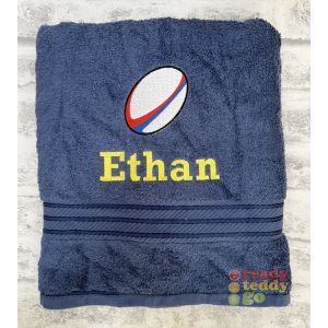 Personalised Bath Towels For Kids - Embroidered Name + KILLER WHALE / ORCA Design 