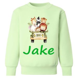 Safari Animals Jeep Any Name Childrens Sweatshirt / Jumper