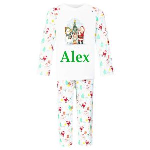 Santa Trio Christmas Any Name Childrens Pyjamas