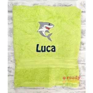 Personalised Bath Towels For Kids - Embroidered Name + KILLER WHALE / ORCA Design 