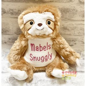 Small Sloth Soft Toy - Felt, Glitter or Plain Vinyl on TUMMY