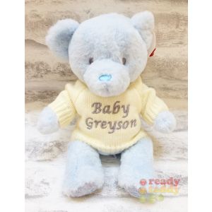 Baby Boy Blue Keel Toys Eco Teddy Bear with Knitted Jumper