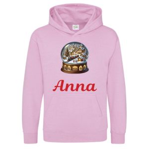 Christmas Snowglobe Any Name Childrens Hoodie