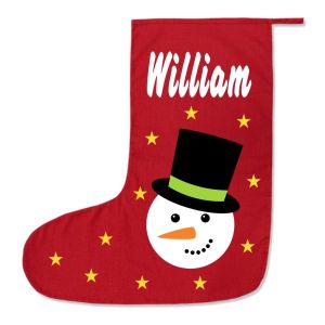 Snowman Any Name Printed Christmas Stocking