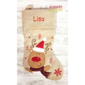 Hessian Reindeer Christmas Stocking