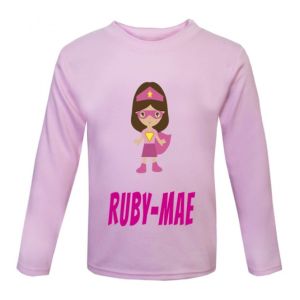 Superhero Girl Any Name Childrens Printed T-Shirt