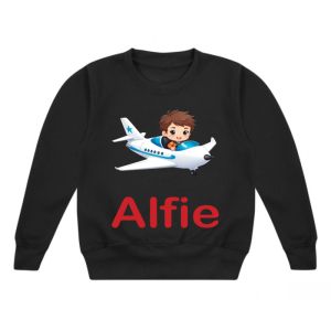 Boy Flying Airplane Any Name Childrens Sweatshirt / Jumper
