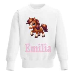 Cute Horse Any Name Childrens Sweatshirt / Jumper