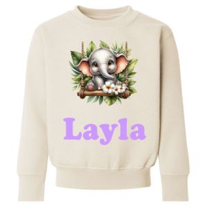 Elephant on Swing Any Name Childrens Sweatshirt / Jumper