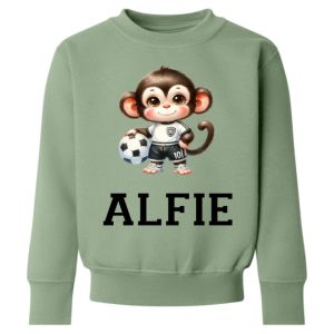 Monkey Footballer Any Name Childrens Sweatshirt / Jumper